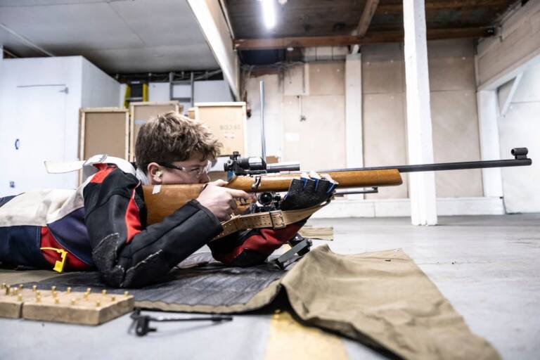 Single student in prone position