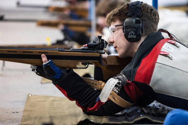 Student in prone position