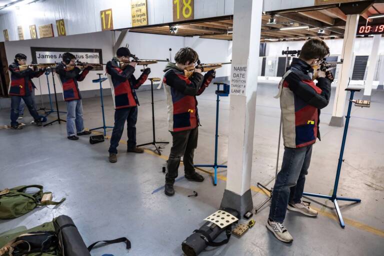 Students lined up for standing shooting